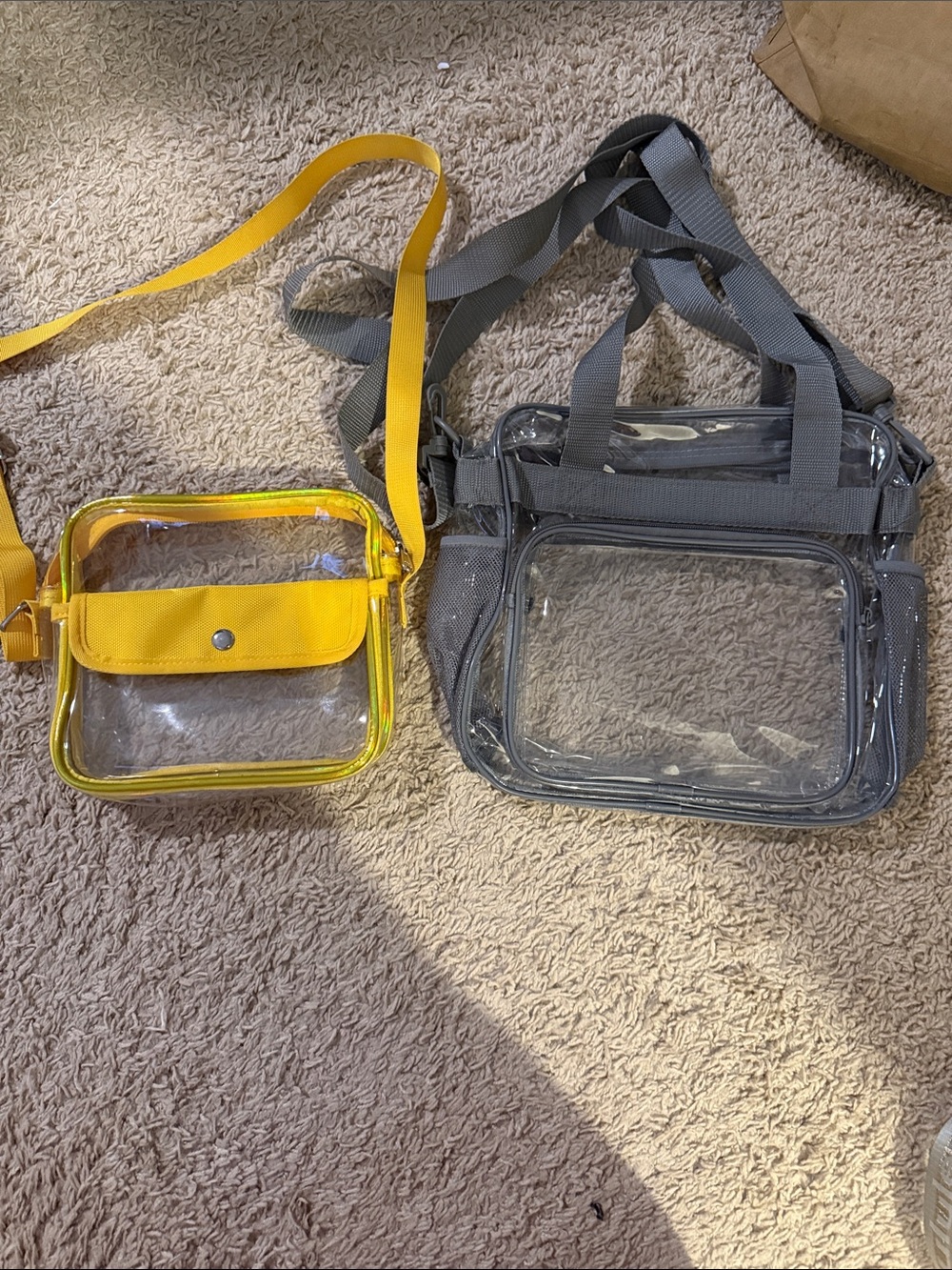 Clear Yellow Crossbody Bag & Clear Gray Tote Set